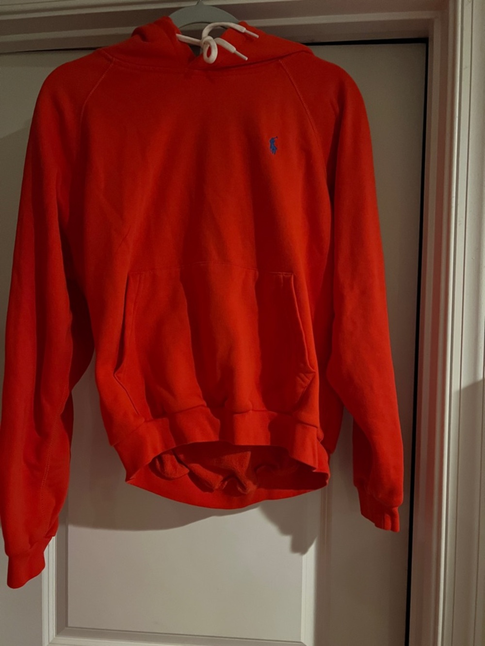 Ralph Lauren Bright Red Crewneck Hoodie with Blue Pony